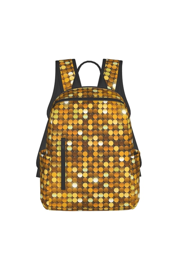 Bright Shiny Golden Print Lightweight DayBackpack Suitable for school, work, shopping, travel, etc.