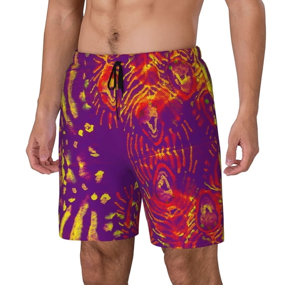 Naloa Bright Textured Animal Print Men Swim Trunks with Compression Liner ,Board Shorts,Men's Swim Shorts with Drawstring and Elastic Waistband-XX-Large