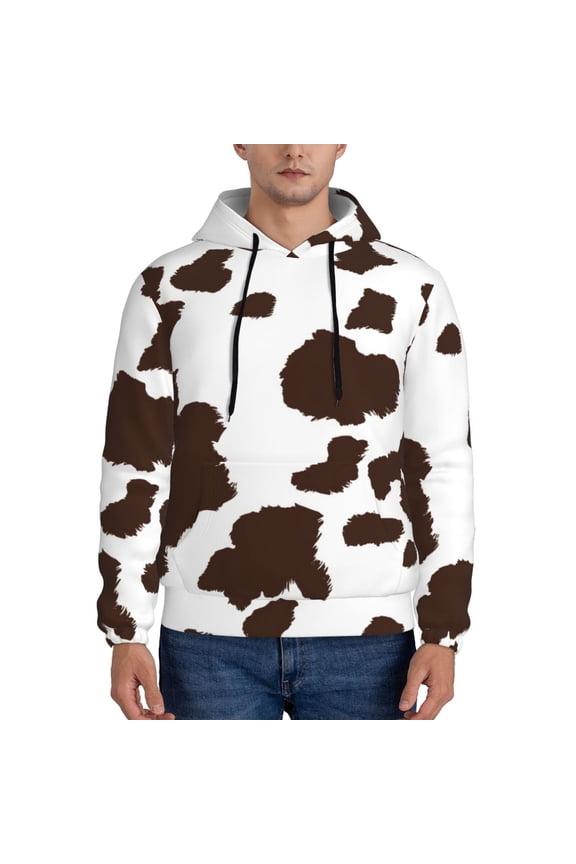 Brown Cow Men's Casual Hooded Collar Drawstring Hoodies Pullover Sweatshirts Casual Long Sleeve Shirts-Small