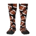 thumbnail image 1 of Naloa Brown Football On Black Thigh High Socks Extra Long Stretchy Sock Women Over Knee High Opaque Stocking Daily Wear, 1 of 6