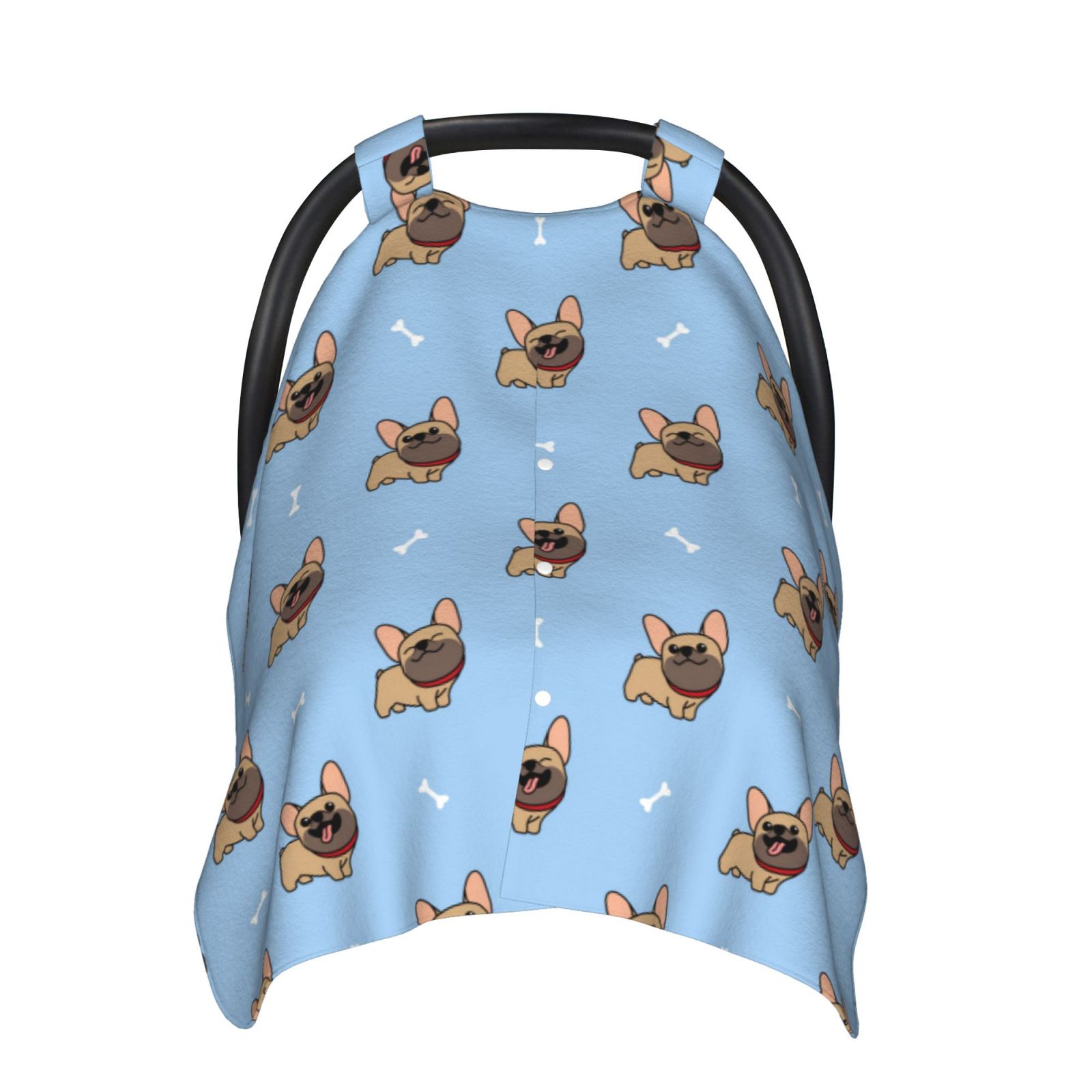Naloa Brown French Bulldog Baby Car Seat Cover, Breathable Baby Carrier Cover, Multiuse Baby Carrier Cover & Nursing Breastfeeding Cover