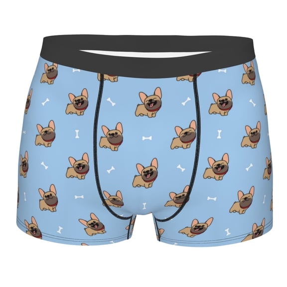 Naloa Brown French Bulldog Print Mens Underwear - Boxers for Men, Classic Briefs for Men