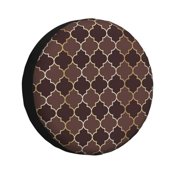 Naloa Brown Gold Grid PVC Leather Spare Tire Wheel Cover for Car Truck SUV Camper Trailer Universal Fit many size17 inch