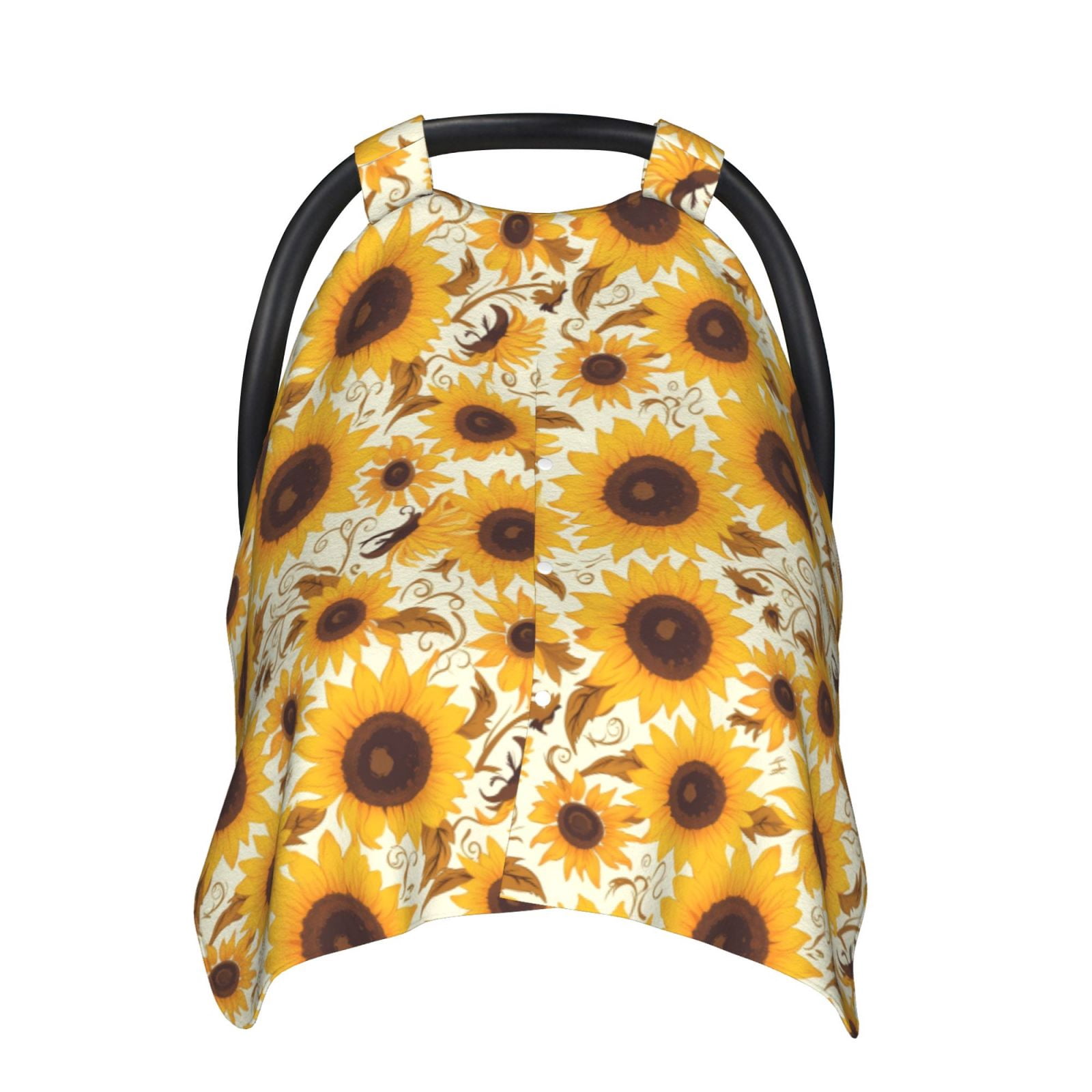 Naloa Brown Leaf Pattern Sunflower Baby Car Seat Cover, Breathable Baby Carrier Cover, Multiuse Baby Carrier Cover & Nursing Breastfeeding Cover