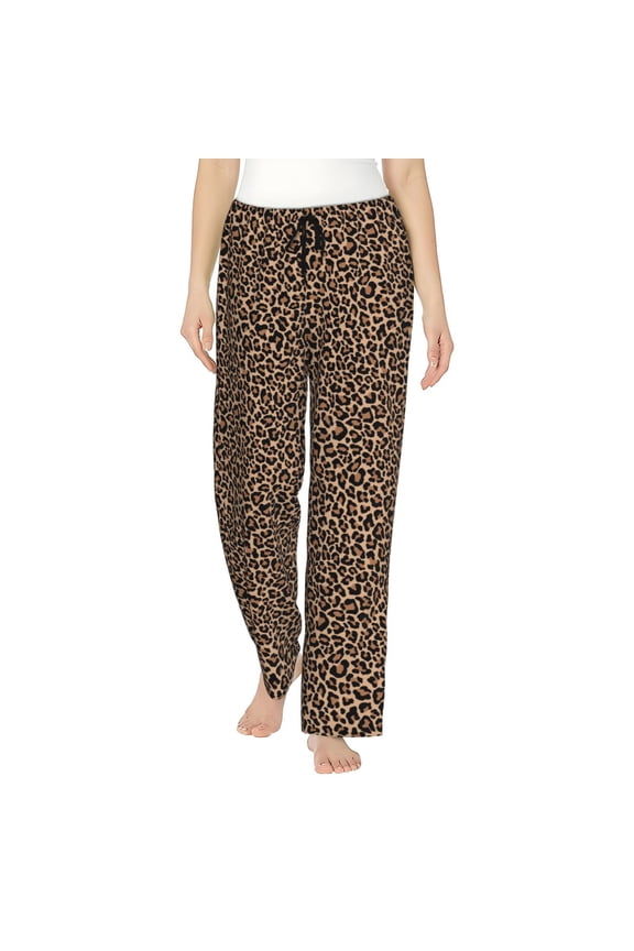 Brown Leopard Print Women’s Ultra-Soft Comfy Pajama Lounge Pants with Pockets & Drawstring