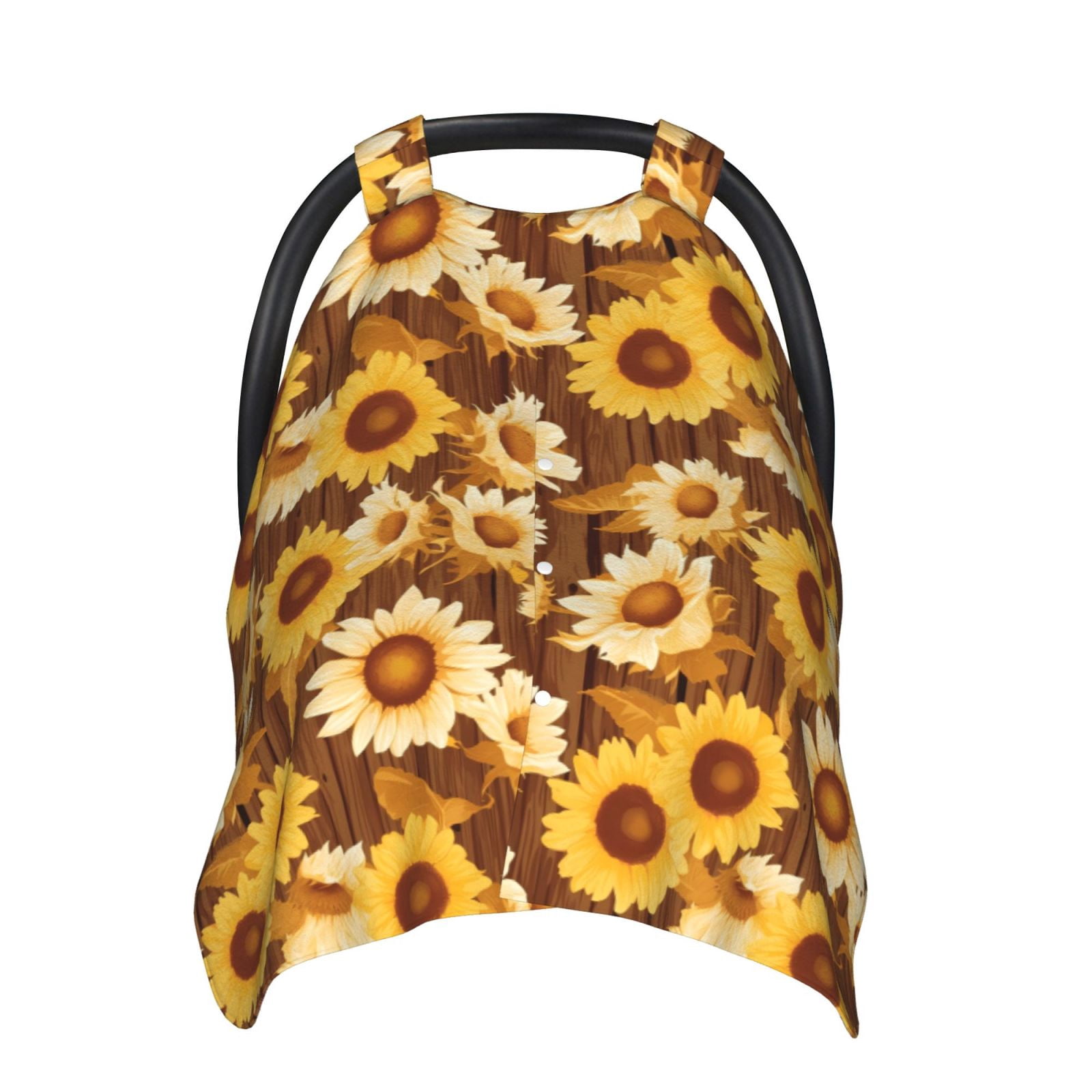 Naloa Brown Wood Grain Sunflower B Baby Car Seat Cover, Breathable Baby Carrier Cover, Multiuse Baby Carrier Cover & Nursing Breastfeeding Cover