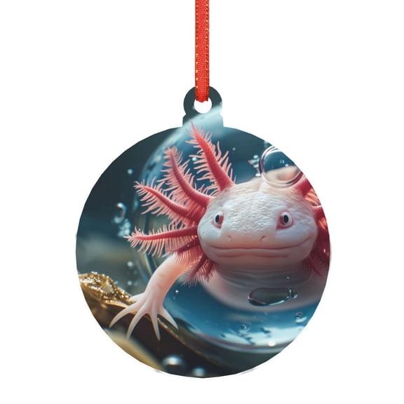 Naloa Bubbles Axolotl Fantasy Acrylic Santa Tree Decorations Christmas Hanging Pendant for Christmas Winter New Year Party Hanging Decorations-Round Shape