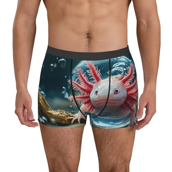 Naloa Bubbles Axolotl Fantasy Mens Underwear - Boxers for Men, Mens Boxer Briefs, Classic Briefs for Men-Small