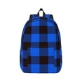 thumbnail image 1 of Naloa Buffalo Plaid Blue Black Canvas Backpack for Men Women Rucksack Casual Travel Daypack College Tote Satchel Bookbag for Teens-Small, 1 of 7