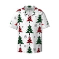thumbnail image 1 of Naloa Buffalo Plaid Christmas Trees Men's Loose Fit Cuban Collar Short-Sleeve Shirt with Button-down and Chest Pocket for Everyday Wear Outings - Medium, 1 of 7