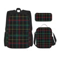 thumbnail image 1 of Naloa Buffalo Plaid Dark Green Print Large Capacity Backpack Lunch Bag Pencil Case Combination 3 Piece Set for Student, 1 of 8