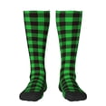 thumbnail image 1 of Naloa Buffalo Plaid Green Black Thigh High Socks Extra Long Stretchy Sock Women Over Knee High Opaque Stocking Daily Wear, 1 of 6