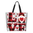 thumbnail image 1 of Naloa Buffalo Plaid Love And Gnome Tote Bag for Women Large Capacity Shoulder Bag for College Work Travel Shopping, 1 of 8
