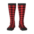 thumbnail image 1 of Naloa Buffalo Plaid Red Black Thigh High Socks Extra Long Stretchy Sock Women Over Knee High Opaque Stocking Daily Wear, 1 of 6