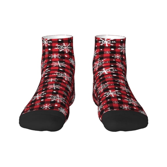 Naloa Buffalo Plaid Snowflakes Ankle Socks for Women Non Slip Socks No Show Socks Classic Low Cut Casual Socks Casual Socks