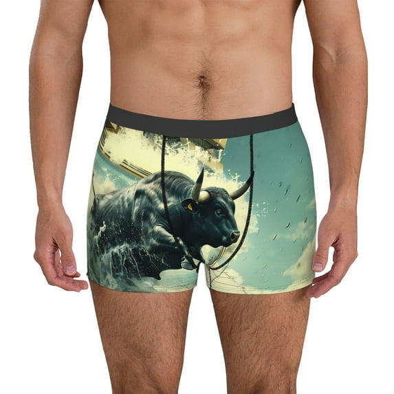 Naloa Bull Charging Through Waves Mens Underwear - Boxers for Men, Mens Boxer Briefs, Classic Briefs for Men-Small