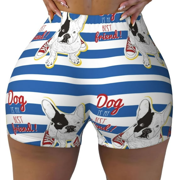 Naloa Bulldog Friend Biker Shorts for Women Seamless Scrunch Short Women’s Yoga Shorts for Gym Running Sport Shorts - X-Large