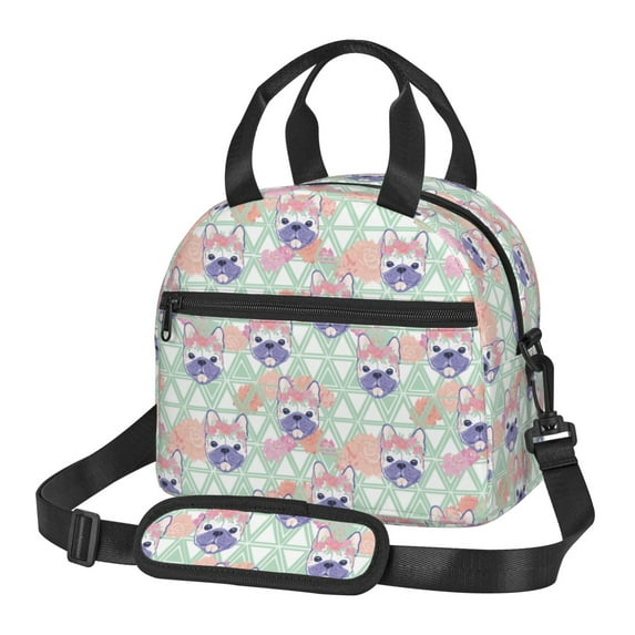 Naloa Bulldog Print Lunch Bag for Women & Men Insulated Lunch Box or Cooler Lunch Tote Bags for Work, Travel, Outdoor