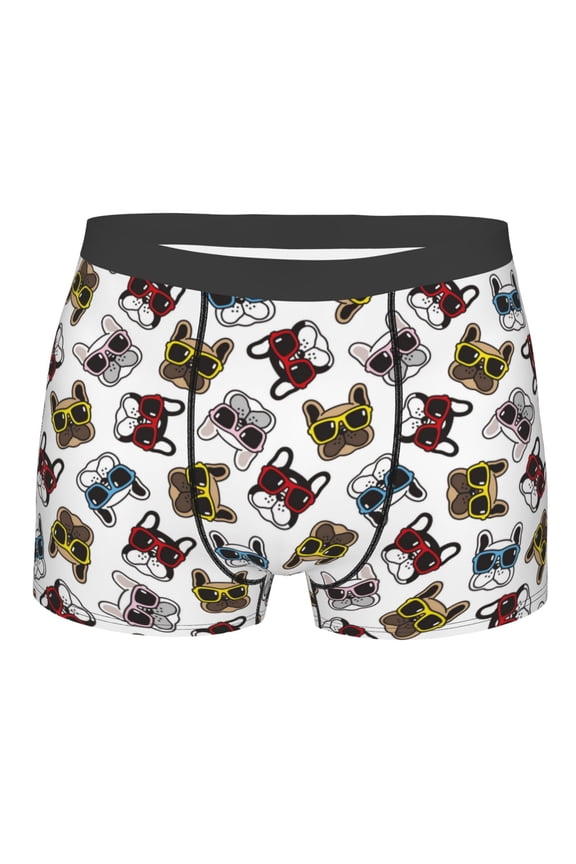 Bulldog Sunglasses Face Print Mens Underwear - Boxers for Men, Classic Briefs for Men