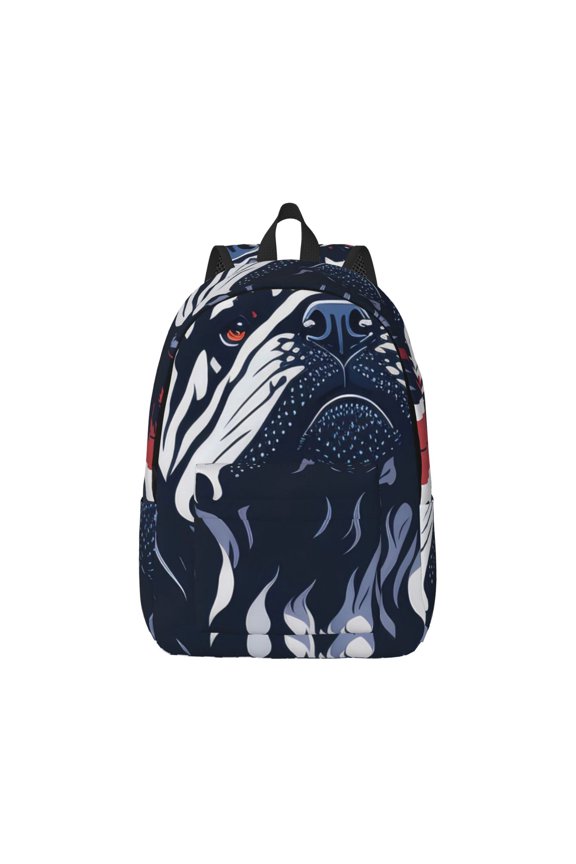 Bulldog with Forest Flag Canvas Backpack for Men Women Rucksack Casual Travel Daypack College Tote Satchel Bookbag for Teens-Medium