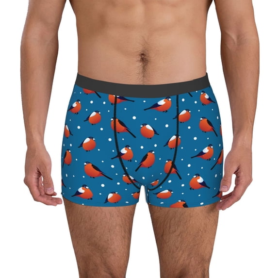 Naloa Bullfinches Mens Underwear - Boxers for Men, Mens Boxer Briefs, Classic Briefs for Men-Small