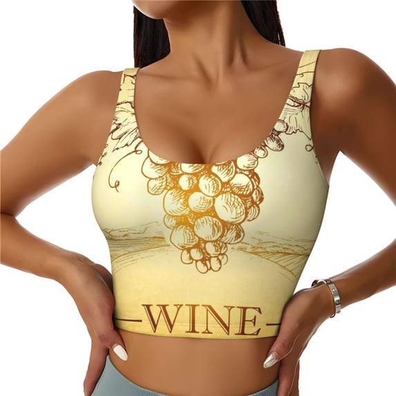 Naloa Bunch of Grapes Sports Bras for Women, High Support Bra with Removable Pads, Comfortable - Medium