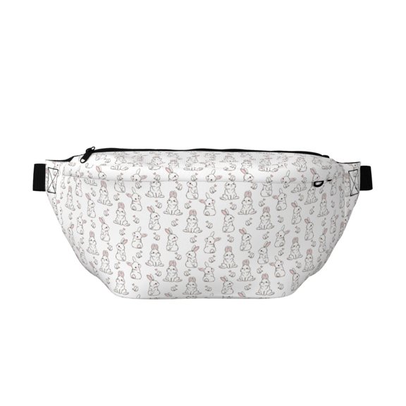 Naloa Bunny And Bird Print Running Belts for Men Women,Running Fanny Pack with 2-Zipper Pockets,Waterproof Waist Pack for Travel Hiking Running Outdoor Sports