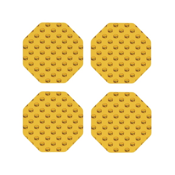 Naloa Burger 1 Leather Coasters for Drinks, Durable Drink Coasters 4 Set for Tabletop Protection, Luxurious Home Décor and Housewarming Gift ( {designName})Octagon