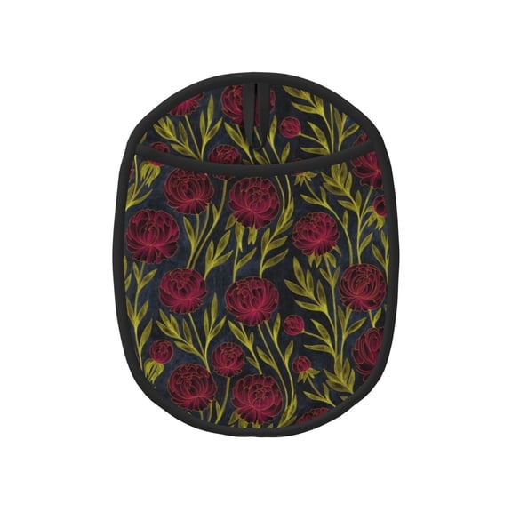 Naloa Burgundy Peony Flowers Silicone Pot Holders, Oven Mitts Heat Resistant Hot Pads, Non Slip Pot Holder for Kitchen Baking and Cooking 9.4 x 7.5 Inches