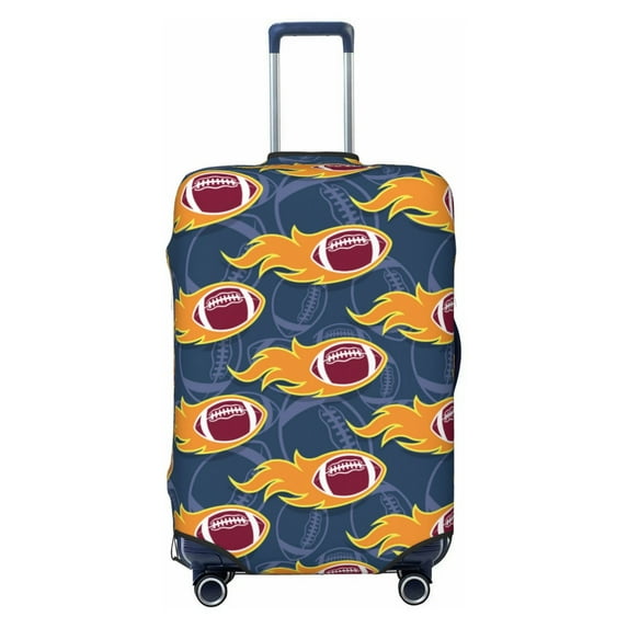 Naloa Burning Rugby Balls Elastic Suitcase Protector, Travel Suitcase Protector Cover Fits 18-32in Suitcase - Small