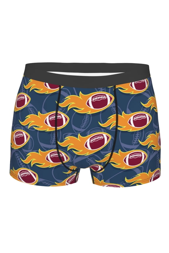 Burning Rugby Balls Print Mens Underwear - Boxers for Men, Classic Briefs for Men