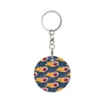 thumbnail image 1 of Naloa Burning Rugby Balls Print Round Keychain Keychain Key Ring, Key Tag, Key Chain Bulk for Gift Accessories (Round), 1 of 7