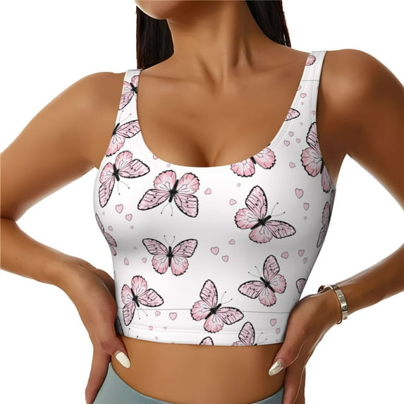 Naloa Butterflies (2) Sports Bras for Women, High Support Bra with Removable Pads, Comfortable - Medium