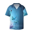 thumbnail image 1 of Naloa Butterflies And Waterlily In Water Men's Loose Fit Cuban Collar Short-Sleeve Shirt with Button-down and Chest Pocket for Everyday Wear Outings - Medium, 1 of 7