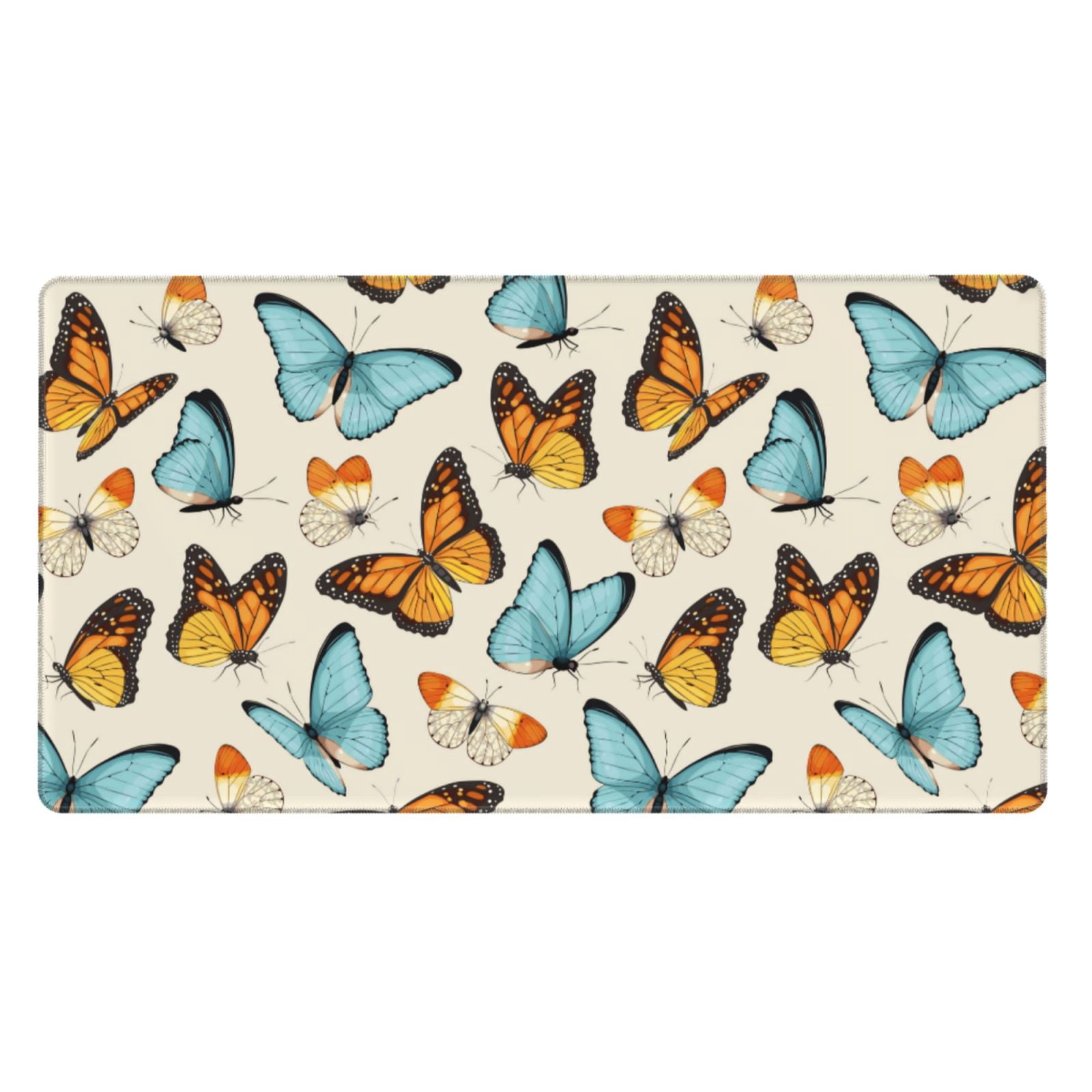 Naloa Butterflies Gaming Mouse Pad Large Mouse Mat Long Extended Desk Pad Non-Slip Rubber Mice Pads Stitched Edges Thin Pad (16x29.5 Inch)