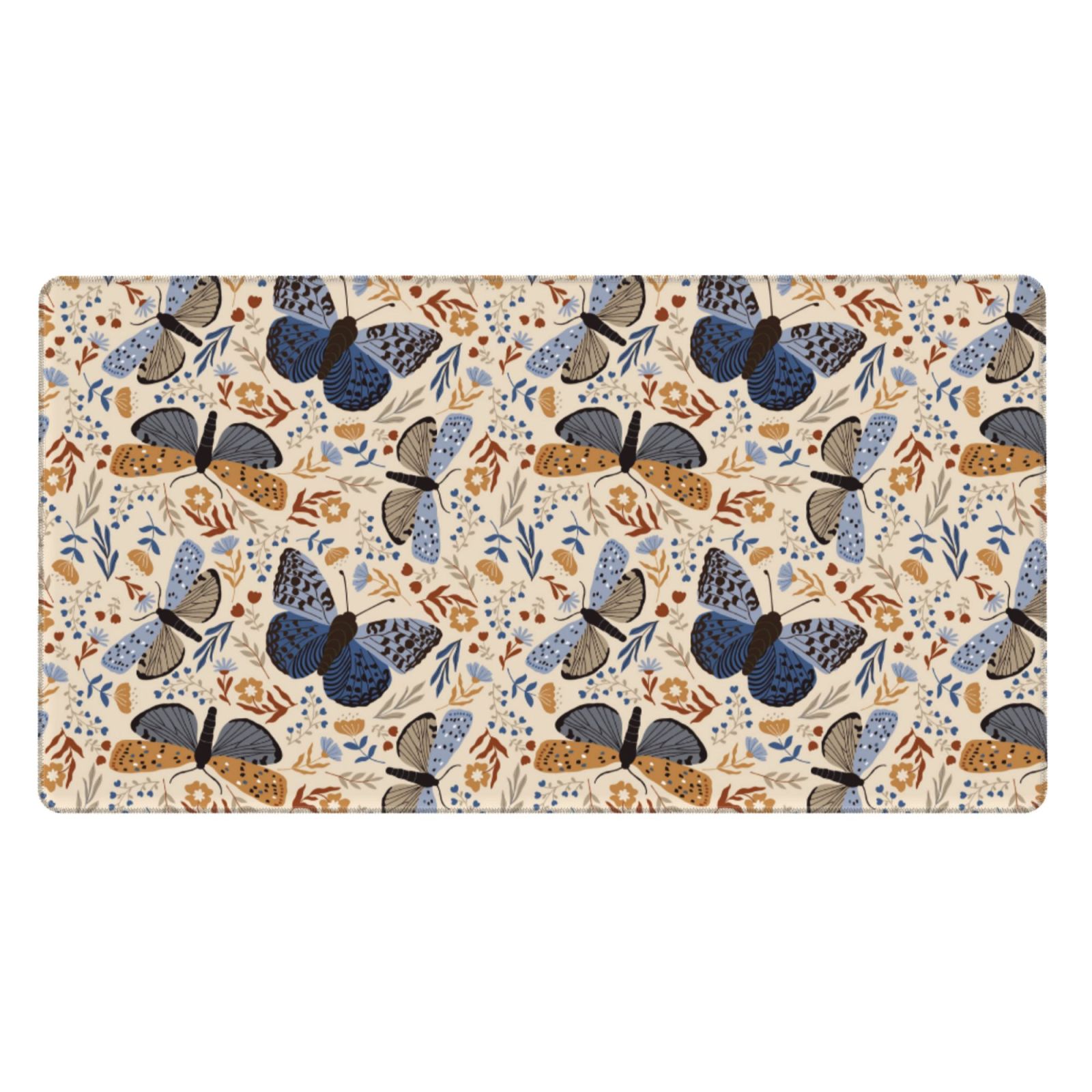 Naloa Butterflies Gaming Mouse Pad Large Mouse Mat Long Extended Desk Pad Non-Slip Rubber Mice Pads Stitched Edges Thin Pad (16x29.5 Inch)