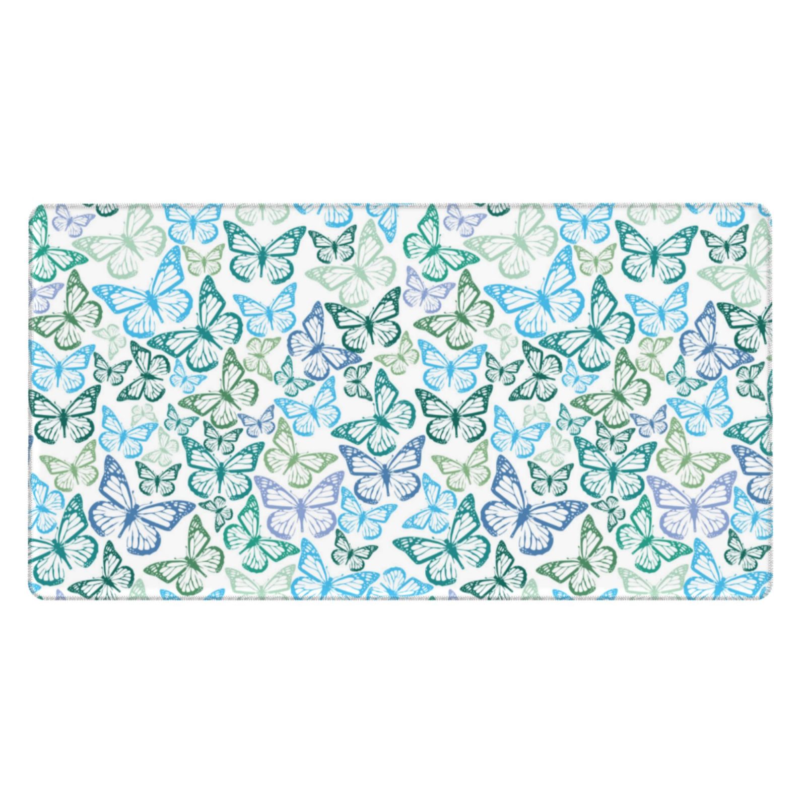 Naloa Butterflies Gaming Mouse Pad Large Mouse Mat Long Extended Desk Pad Non-Slip Rubber Mice Pads Stitched Edges Thin Pad (16x29.5 Inch)