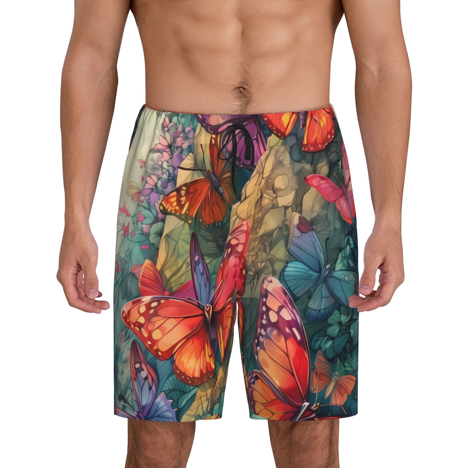Yellow Butterfly Print Men's Shorts