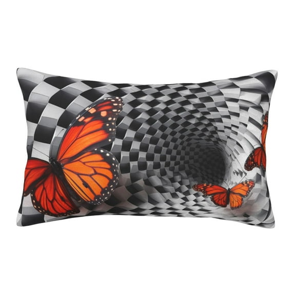 Naloa Butterflies Optical Illusion Pillowcase, Throw Pillowcase, Wrinkle-Free, Stain-Resistant with Hidden Zipper for Bedroom Sofa-20"x30"