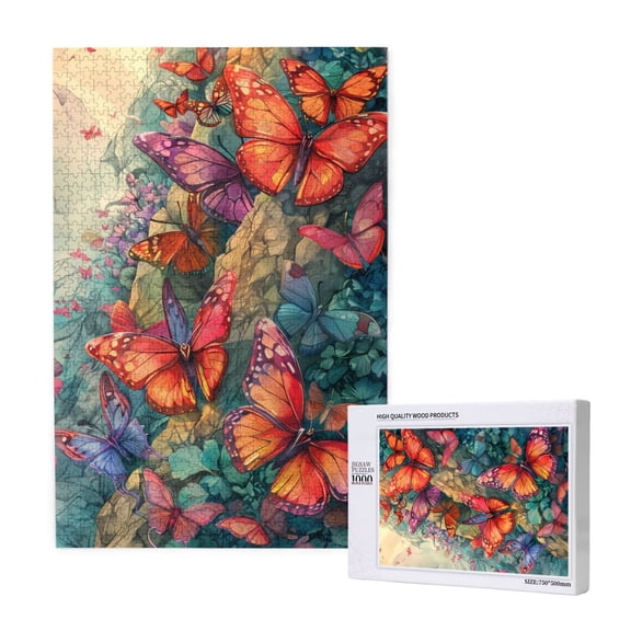 Naloa Butterflies On Rocky Cliff Custom Puzzles Personalized Puzzle 1000 Pieces from Photo Custom Jigsaw Puzzle for Wedding, Graduation, (29.519.7in, Vertical)