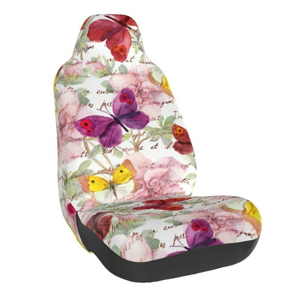 Naloa Butterflies and Vintage Car Seat Covers Universal Front Seat Coves for Car Accessories ,Padded Car Covers for Automotive, SUV, Truck, and Van
