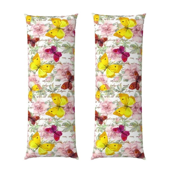 Naloa Butterflies and Vintage Super Soft 20x60 Body Pillow Case,Long Side Hidden Zipper（PILLOWS ARE NOT INCLUDED）