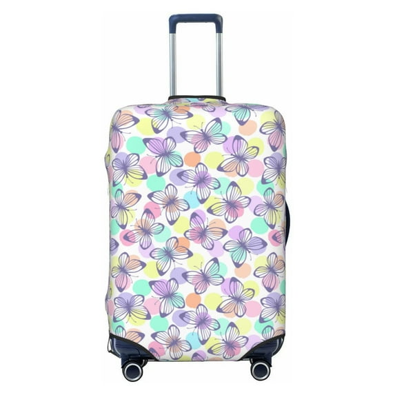 Naloa Butterflies on Polka Dots Elastic Suitcase Protector, Travel Suitcase Protector Cover Fits 18-32in Suitcase - Large