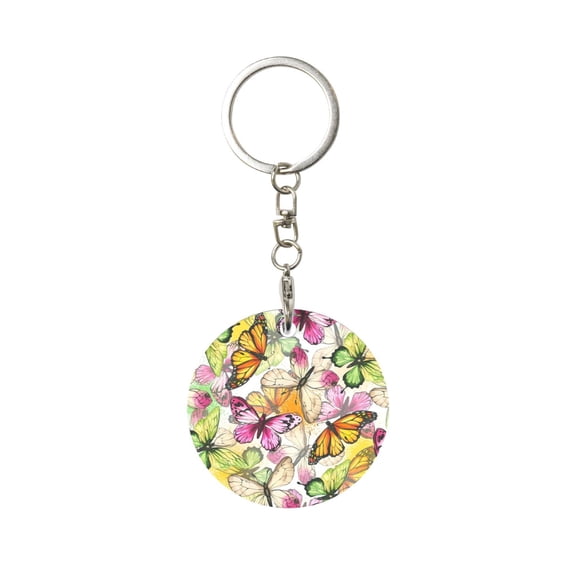 Naloa Butterflies2 Print Round Keychain Keychain Key Ring, Key Tag, Key Chain Bulk for Gift Accessories (Round)