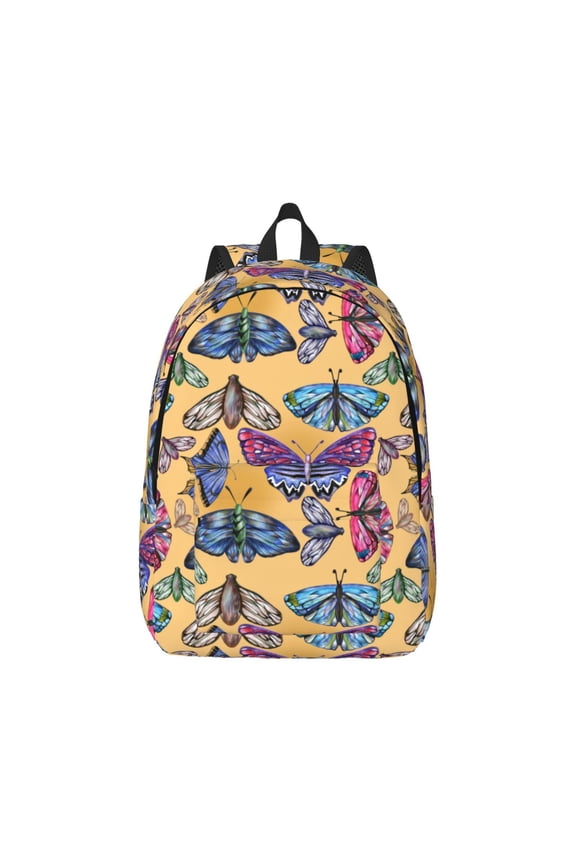 Butterfly 3 Canvas Backpack for Men Women Rucksack Casual Travel Daypack College Tote Satchel Bookbag for Teens-Small