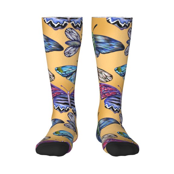 Naloa Butterfly 3 Thigh High Socks Extra Long Stretchy Sock Women Over Knee High Opaque Stocking Daily Wear