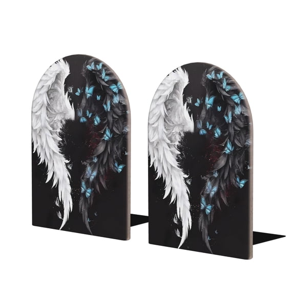 Naloa Butterfly Angel Wings Art 2 Pcs Bookend Large Capacity Office Book Ends for Home Office Library School Study Decoration