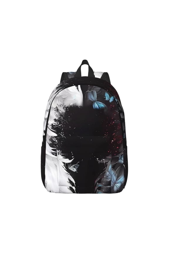 Butterfly Angel Wings Art Canvas Backpack for Men Women Rucksack Casual Travel Daypack College Tote Satchel Bookbag for Teens-Small