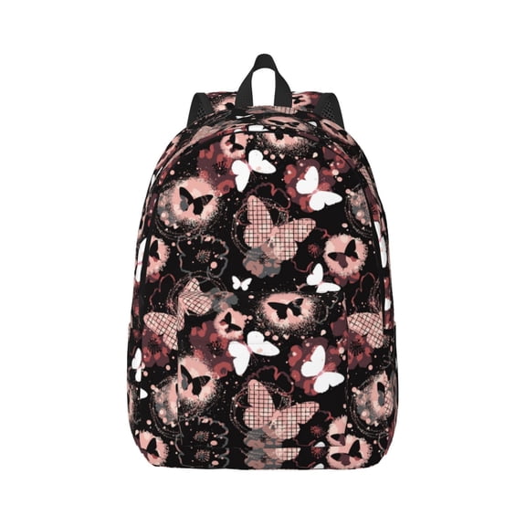 Naloa Butterfly Canvas Backpack for Men Women Rucksack Casual Travel Daypack College Tote Satchel Bookbag for Teens-Medium