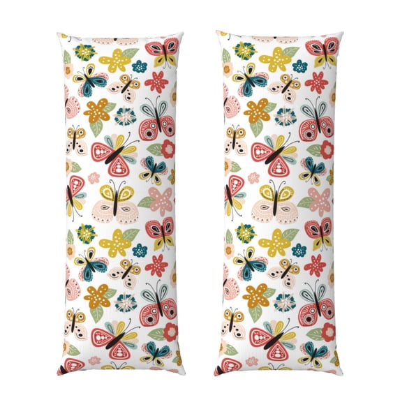 Naloa Butterfly Flowers Super Soft 20x60 Body Pillow Case,Long Side Hidden Zipper(PILLOWS ARE NOT INCLUDED)